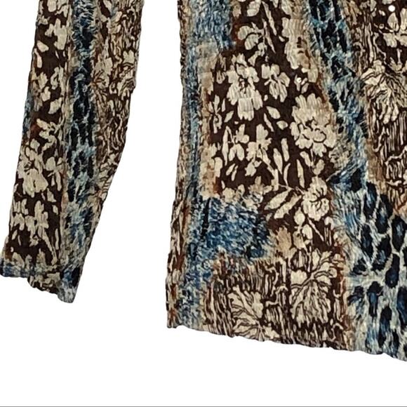 Vintage Alberto Makali Y2K Abstract Crinkle Scoop Neck Blouse Size Small - Picture 5 of 15